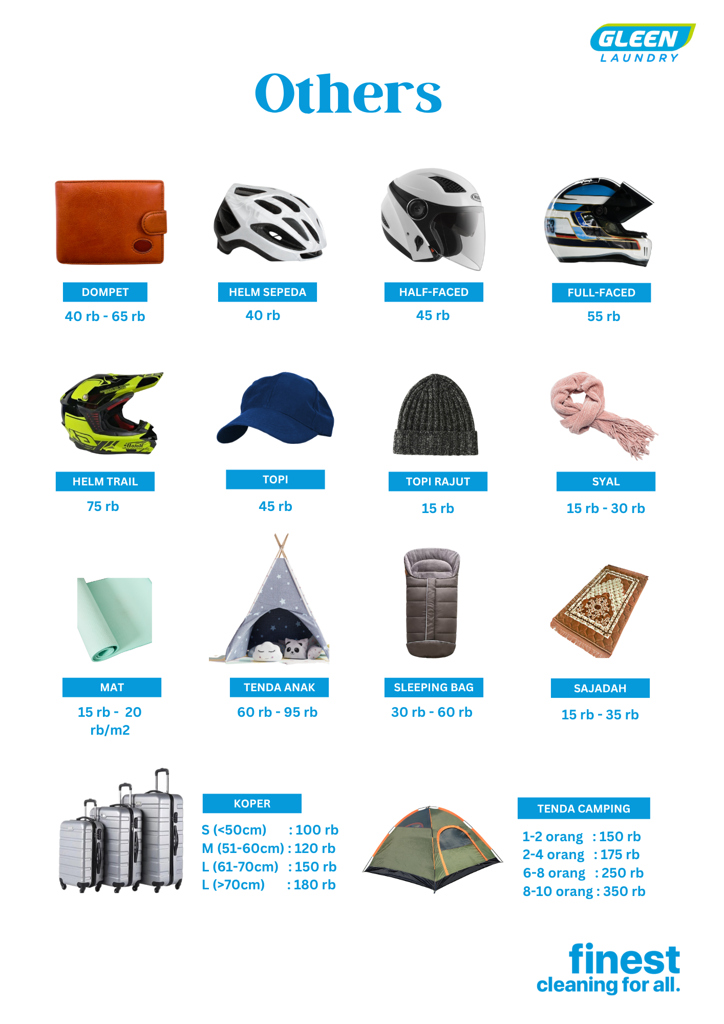 Pricelist Cuci Perlengkapan Camping